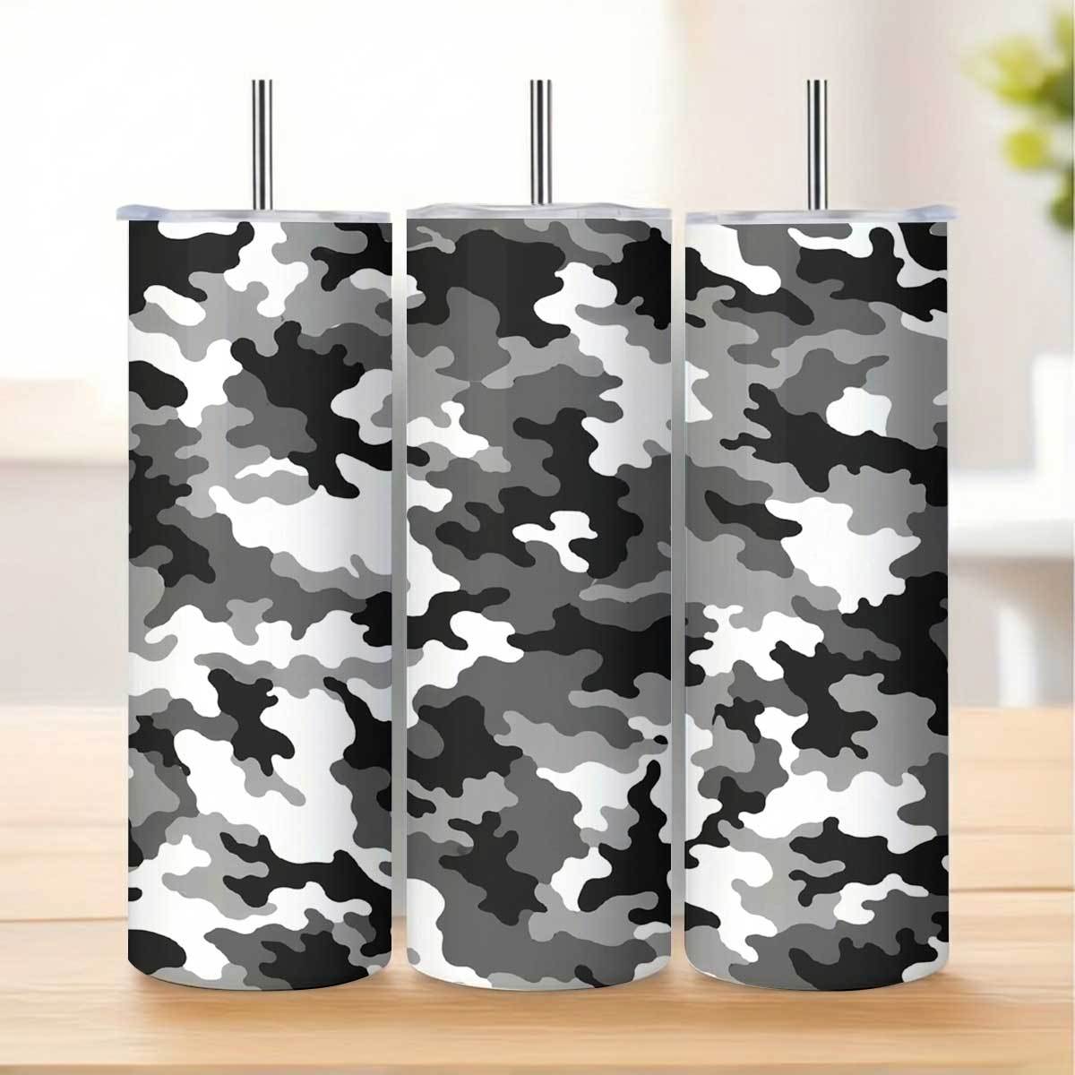 Tumbler 20Oz White - 1pc 20Oz Gray Black White Camouflage